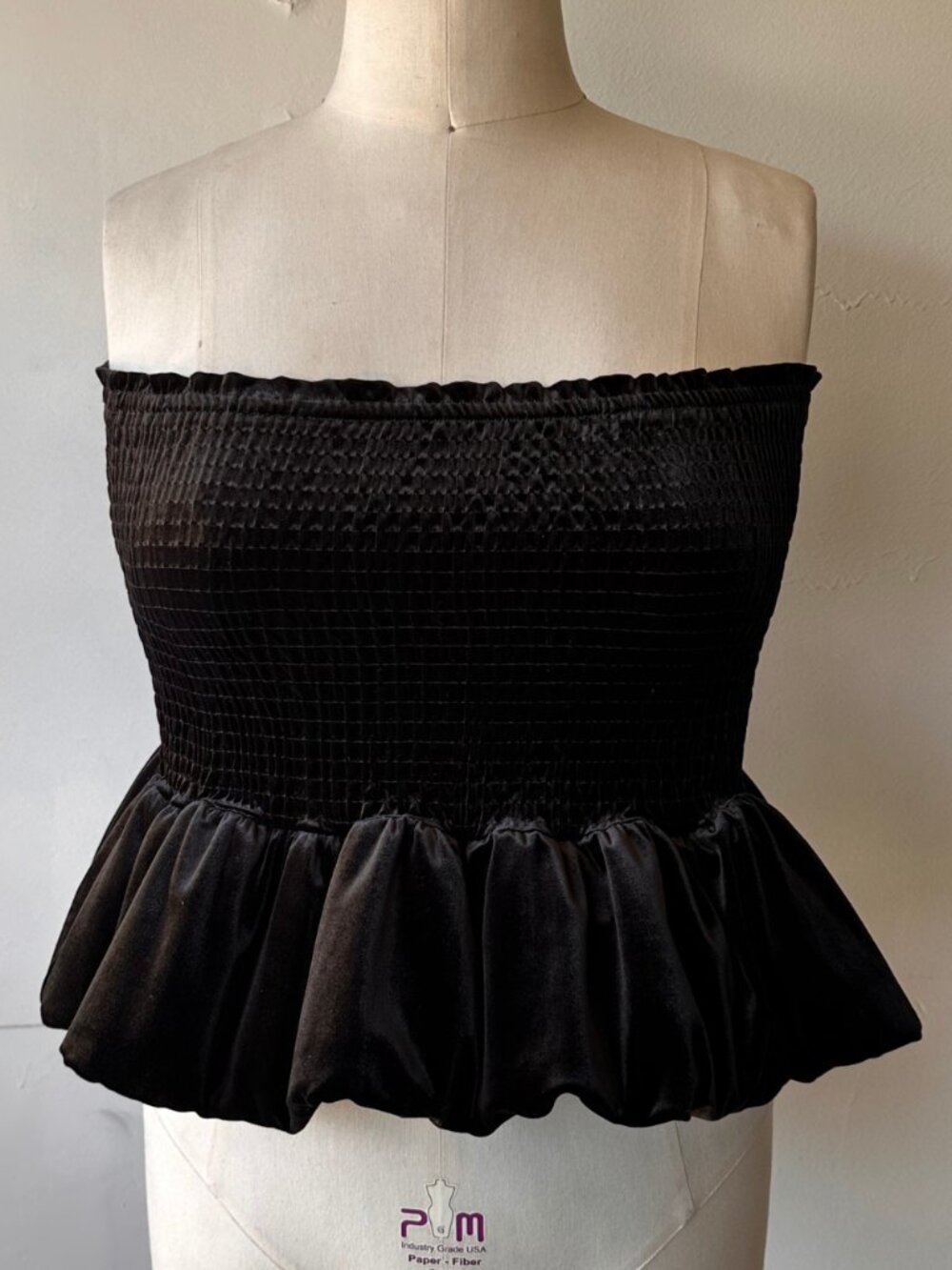 H&M Velvet Black Peplum Tube Top